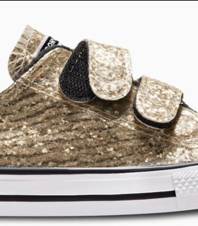 Converse Chuck Taylor All Star Fácil En Dorado Brillo Brillo Niña Pequeña 7C (7T) Foto 3 de 4
