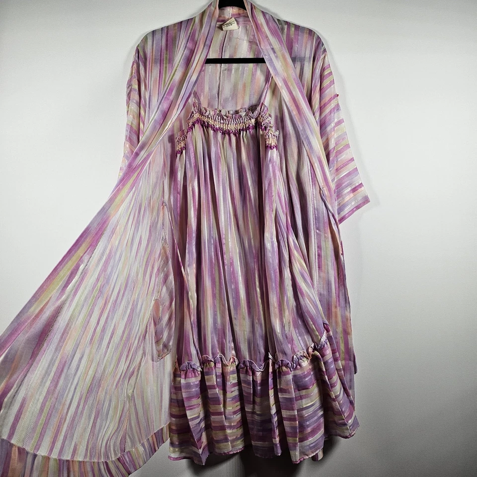 Camisón Vintage Donna Richard Para Gilligan O’Malley Rayas Mediano Hecho en EE. UU. Foto 2 de 4