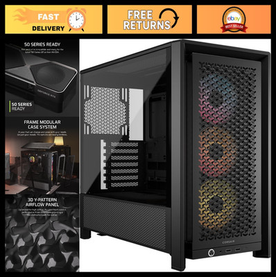 Mid-Tower ATX PC Case with High Airflow, 3 Pre-Installed Fans, Modular Design