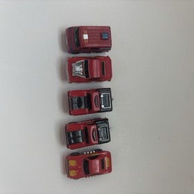 VGT  Micro Machines Galoob 80s Red Cars Lot of 5 Fire Truck, Hot Rod, Muscle Car