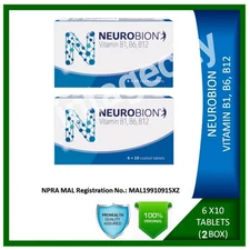 2 Boxes NEUROBION Vitamins B1, B6, B12 Numbness, Tingling, Nerve Relief 60's