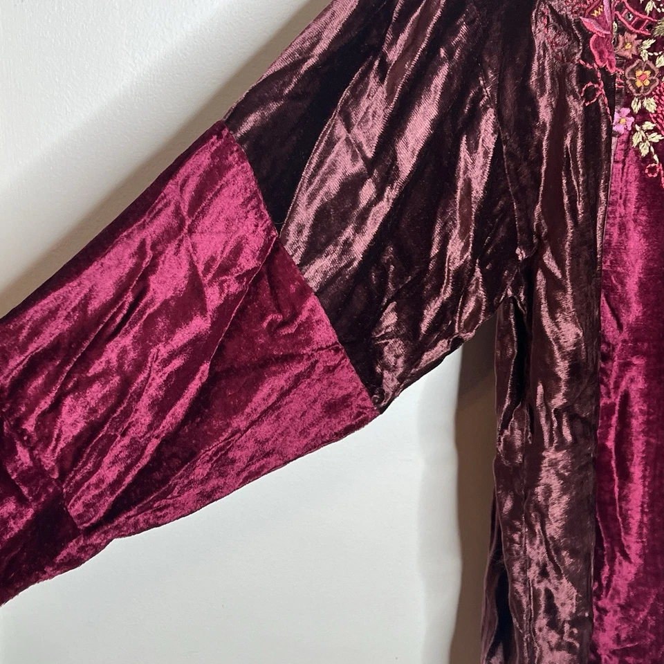 Top de terciopelo aplastado bordado vintage borgoña para mujer L Whimsigoth Y2K juntos Foto 3 de 4