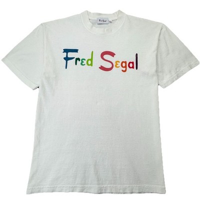 Fred Segal Los Angeles Multicolored Logo Heavyweight T-Shirt Sz. M White VTG Y2K