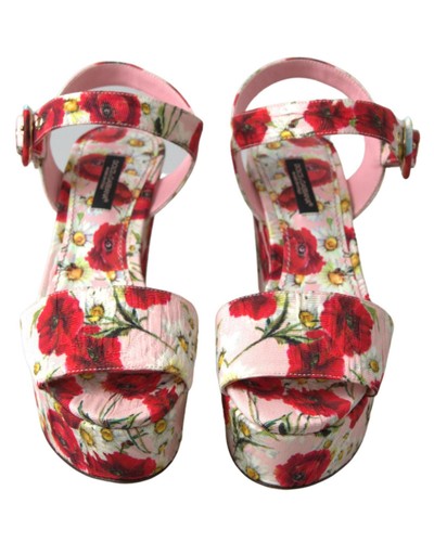 Dolce & Gabbana Floral Wedge Sandals Buckle Closure Women Multicolor - Imagen 4 de 7