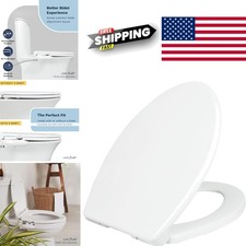 Elongated Toilet Seat White Plastic Slow Close with Quick Release Hinges