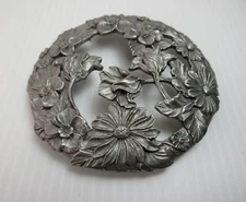 1995 Vintage PC2997 Rawcliffe Pewter Floral Pot Pourri Jar Lid 3 1/4" Diameter
