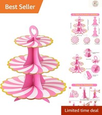Stunning Hot Pink Gold Cupcake Stand - 3-Tier Dessert Display for All Occasions