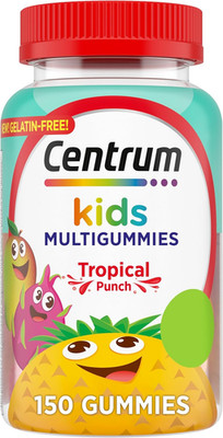 Kids Multivitamin Gummies, Tropical Punch Flavor Made with Natural Flavors, Stoc