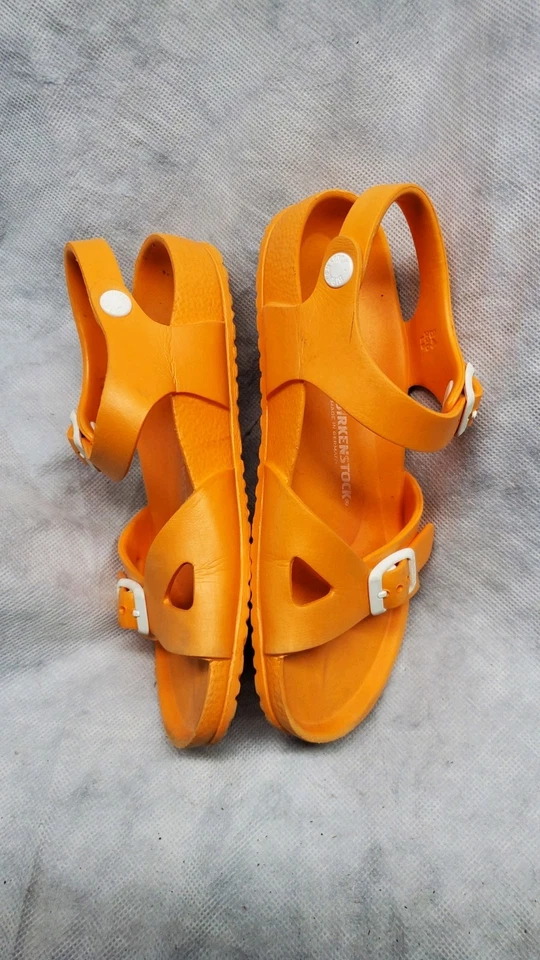 Birkenstock Rio Niños Niñas Talla 34 EE. UU. 3 Naranja Goma Hebilla Sandalias Correa Plana Foto 4 de 4