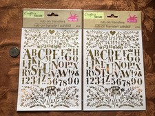 Crafter  s Square Rub On Transfers / Letters  Numbers - Gold -2 Sheets - New