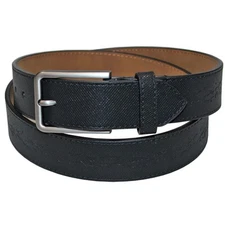 Greg Norman Golf Men's Shark Debossed Genuine Leather Belt, Brand New