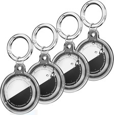 4 Pack Compatible with AirTag Holder Case with Keychain, Shockproof  Anti-Scrat