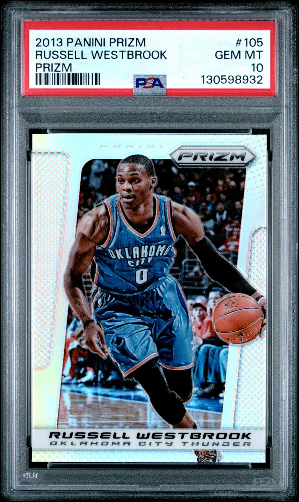 2013 PANINI PRIZM #105 RUSSELL WESTBROOK PRIZM SILVER PSA 10 LOW POP