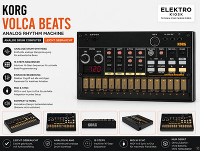 KORG Volca Beats Analog Rhythm Machine Synthesizer Drum Computer Maschine Audio
