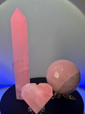 Mangano Calcite UV Reactive 3 Piece Set - Tower, Heart, & Sphere (80mm)