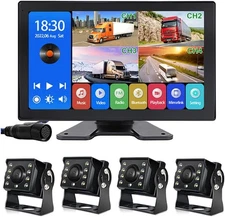 EVERSECU 4K Car Backup Cameras System 10.1" Touch Screen Quad Display Monitor &