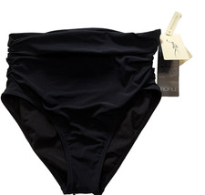 NWT PROFILE by GOTTEX Black Ruched Swim Bottoms Swimsuit Size 8