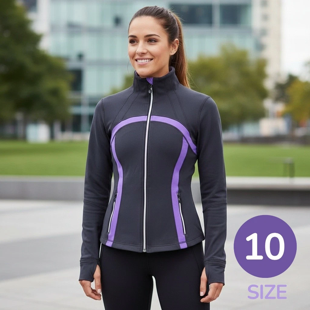Lululemon 紫色条纹运动服外套女| eBay
