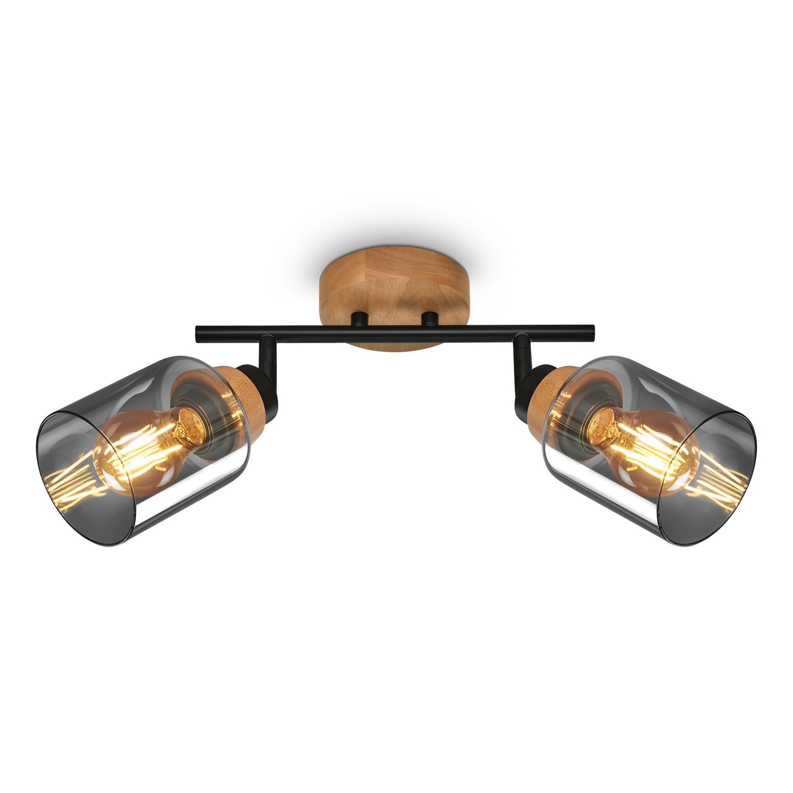 Plafonnier verre fumé luminaire de plafond orientable pour éclairage de salon et chambre