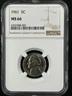 1961 5C Jefferson Nickel NGC MS66 6352388-002
