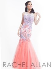 Rachel Allan Embellished Mermaid Gown Pink Purple White Formal Dress size 2