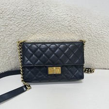 Chanel Black Caviar Trendy 2.55 Flap Bag Gold Hardware Chain Crossbody Classic