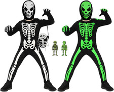 Glow in The Dark Kids Skeleton Costume, Unisex Full Body L 7-9 L Years 