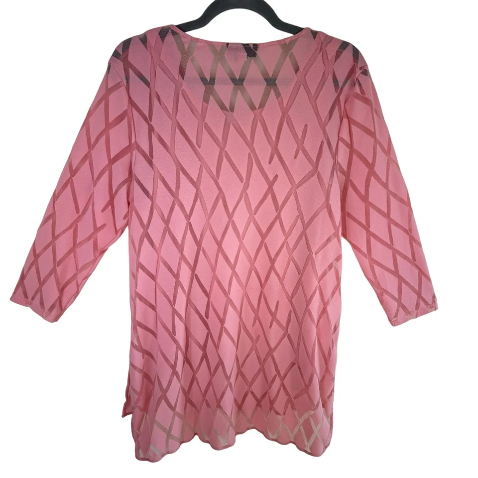 Alfani Rosa Manga 3/4 Cuello en V Elástico Transparente Pullover Blusa Conjunto Sin Mangas Talla L Foto 2 de 4