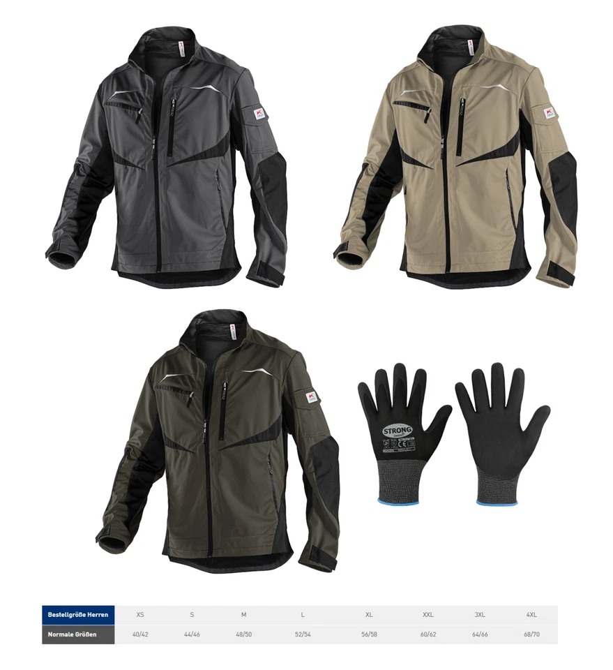 Jacke Softshell Arbeitsjacke Bundjacke Berufsjacke KÜBLER + Arbeitshandschuhe - Bild 2 von 4