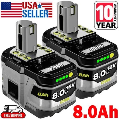 2PACK 8.0Ah For RYOBI 18V Battery One Plus High Capacity P108 Lithium-Ion NEW