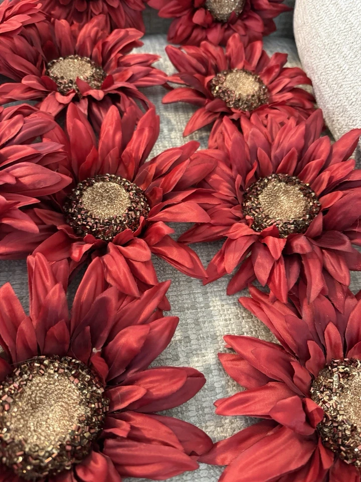 Tops Girasoles Talla Mediana Rojo/Borgoña Flor SIN Tallos 7 Pulgadas Estrás (10) Foto 3 de 4