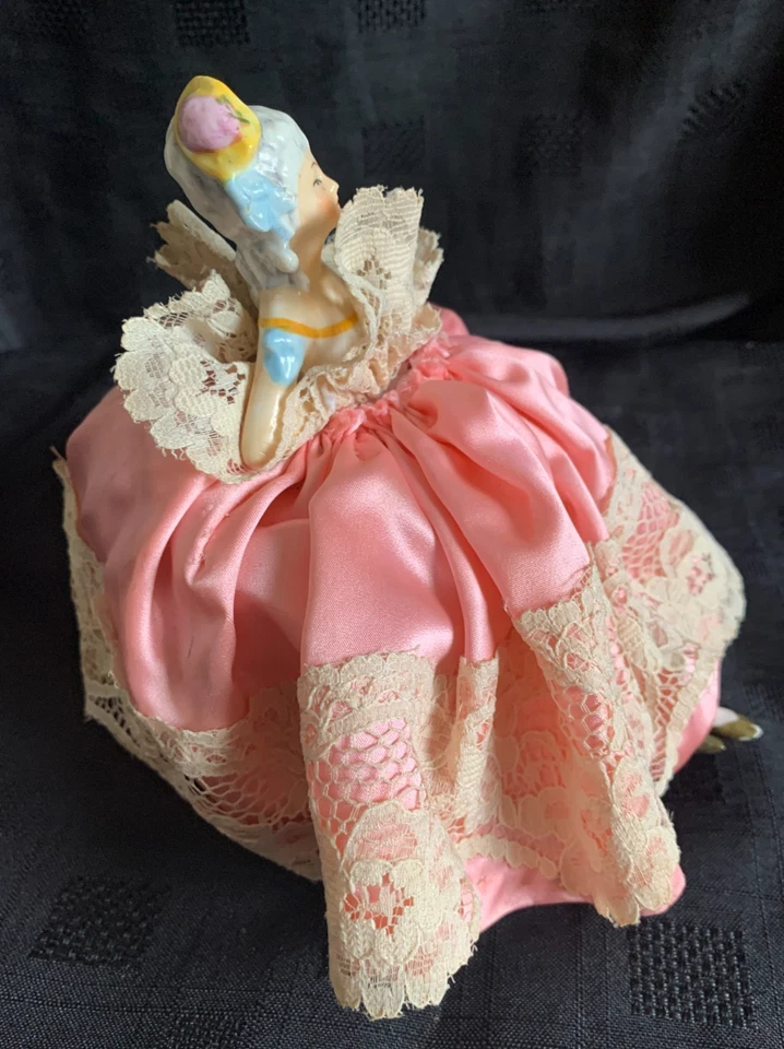 Antique German Porcelain Crinoline Lady Pin Cushion c1920 - Image 2 of 4
