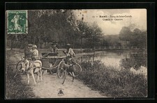 CPA Rueil, Etang de Saint-Cucufa, Chemin de Ceinture, charette avec âne 1910 