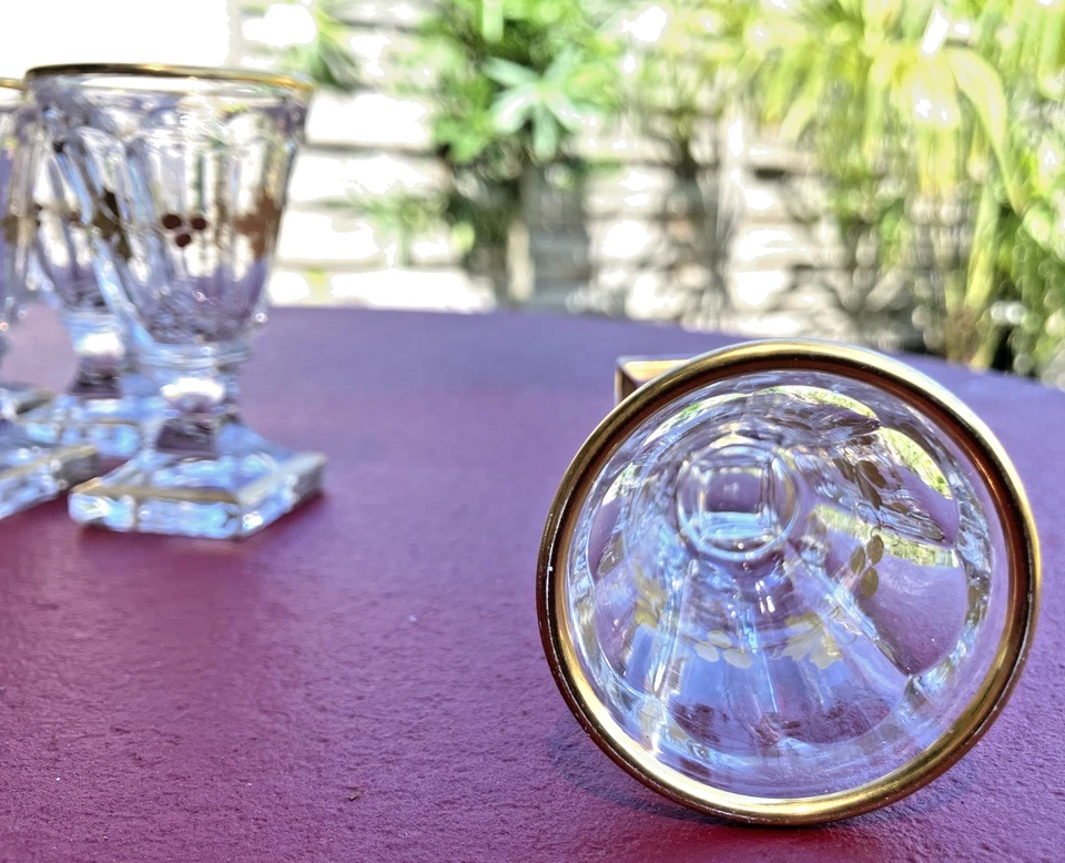 Verre à Cave À Liqueur en Cristal Baccarat Doré À L’or Fin (à la pièce) - Photo 3/4