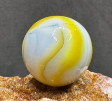 SWEET Vintage Alley Agate Swirl Marble - Yellow White - .89" SHOOTER