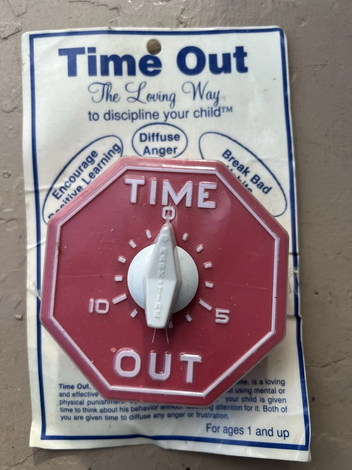 VTG TIME OUT Timer Mark-Time Red Stop Sign 10-Minute Bell Parent Kids Teachers