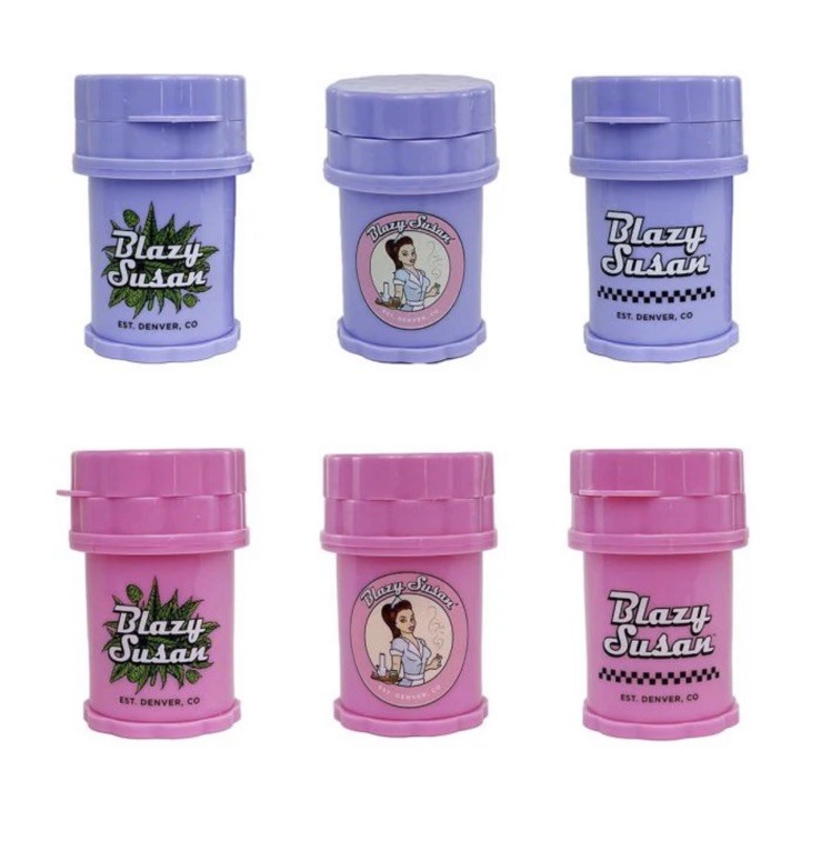 blazy susan 4 Piece Herb Saver Grinder.  Pink & Purple