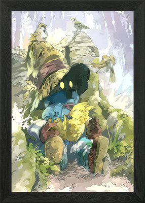 Vivi Ornitier mit Chocobo und Vogel gerahmtes Wandbild Poster Leinwanddruck Bild