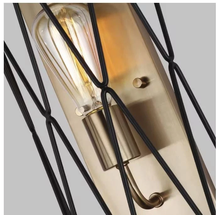 Aplique de Pared Industrial 1 Luz Acabado Latón Satinado Iluminación Generación Zarra Foto 3 de 4