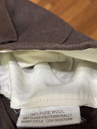 Pantalone elegante uomo Burberry's vintage taglia 35x28 marrone lana plissettato - Foto 5 di 10