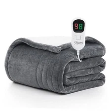  Heated Blanket Electric Throw - 50"x60" Heating 50 Inch x 60 Inch Light Grey