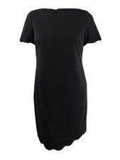 Kasper Women's Scalloped Crepe Dress (6, Black)