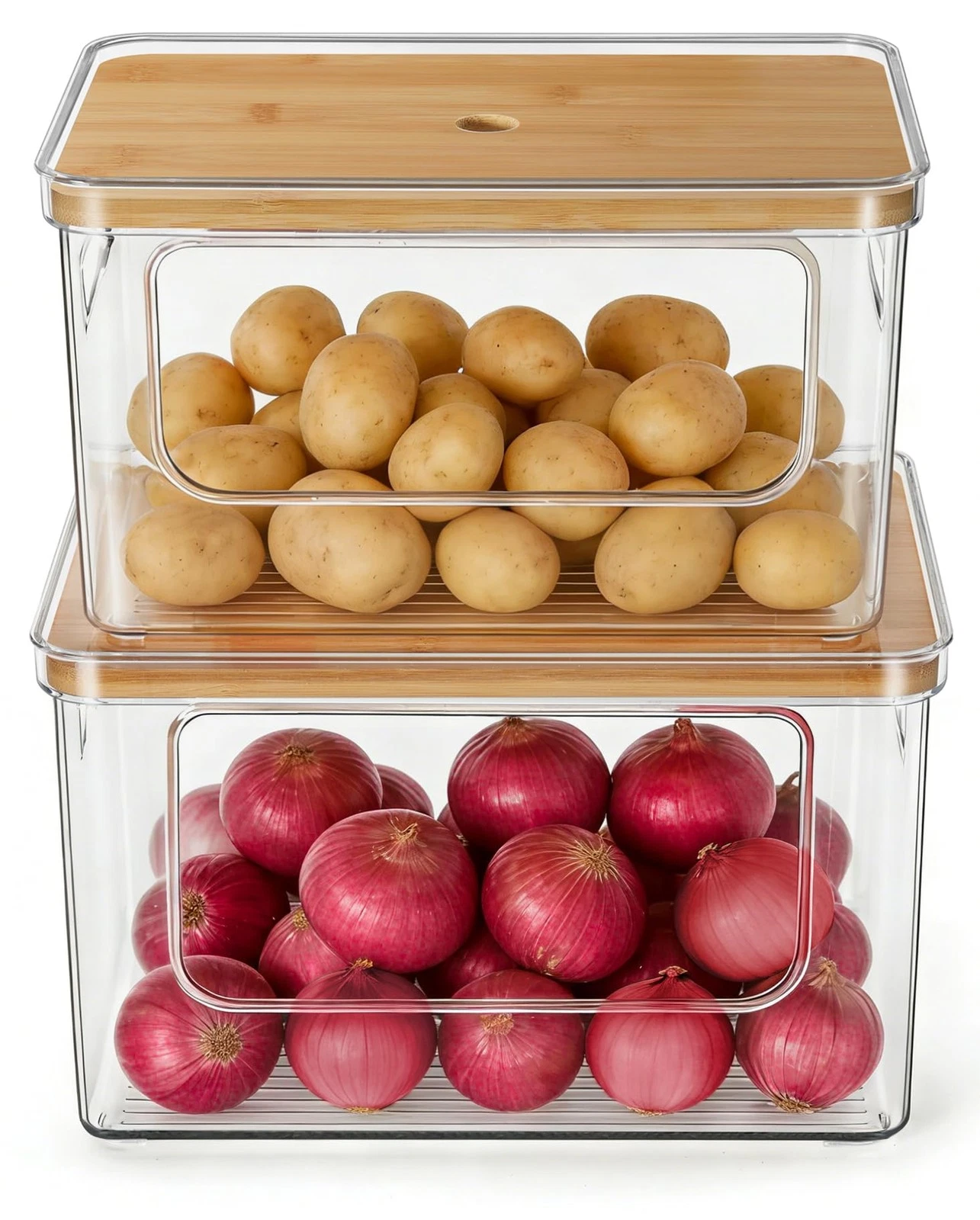 Pantry Organizers and Storage, 2 Stackable Storage Bins for Onion, Potato, Ga...