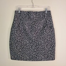 Anthropologie Maeve Floral Brocade Black Gray Pencil Skirt with Pockets, Size 6P