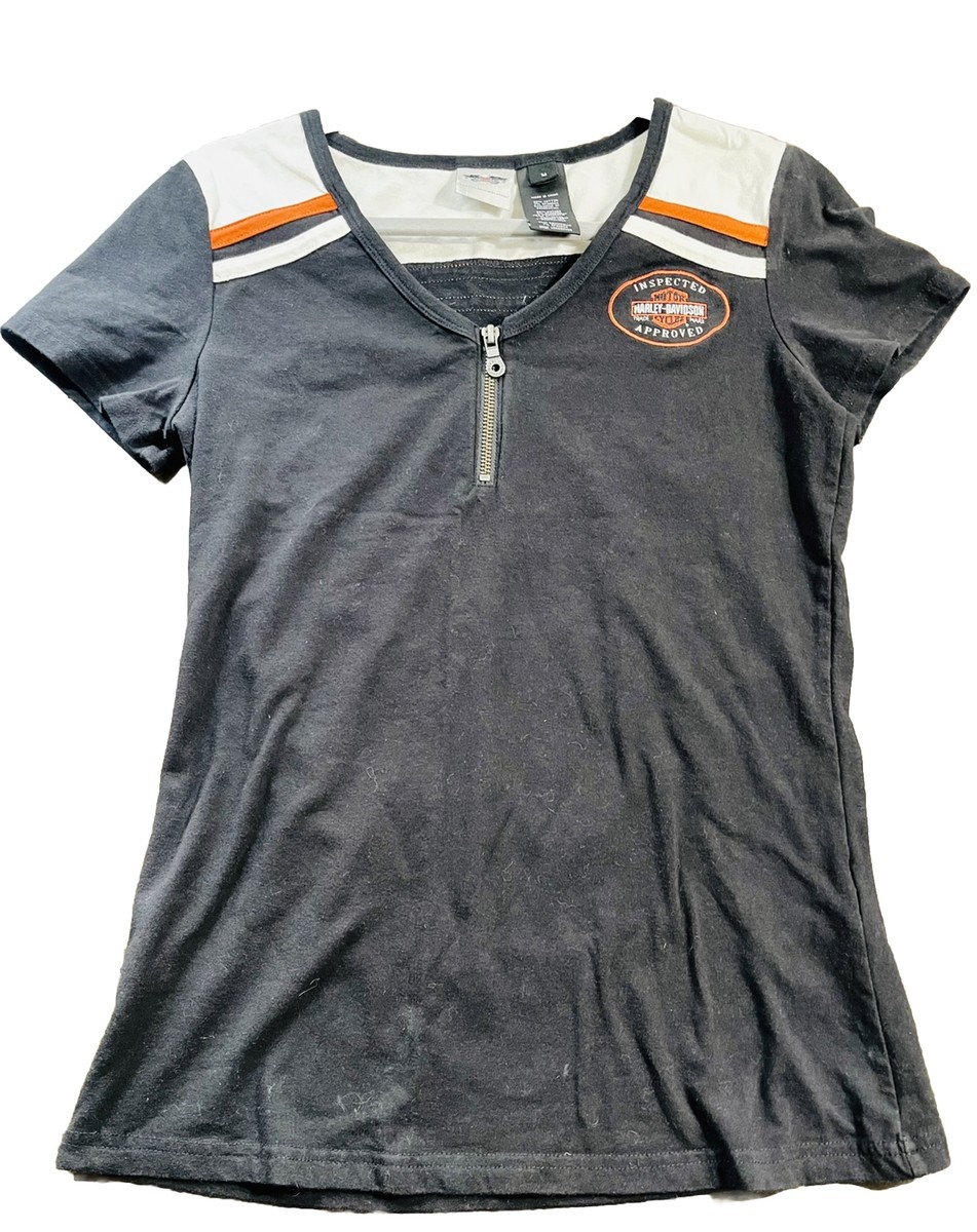 トップス HARLEY-DAVIDSON M Harley Davidson, Jersey embroidered wmns M shirt, zip front