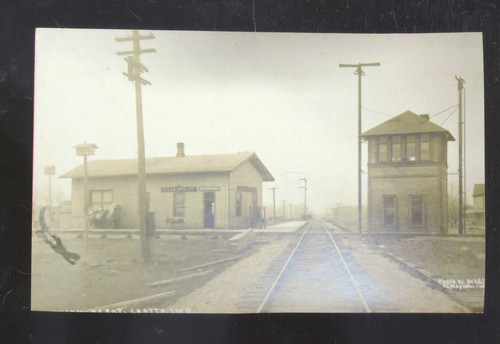 REAL PHOTO LAOTTO INDIANA RAILROAD DEPOT TRAIN STATION POSTCARD COPY 2