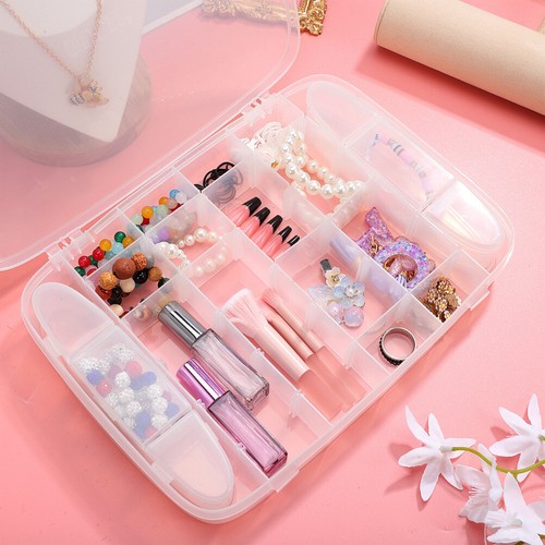 Clear Plastic Adjustable Jewelry Organizer Box Storage Container Case - Picture 11 of 11
