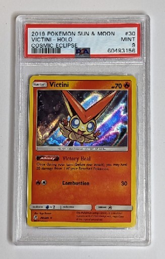 Pokemon 2019 Sun & Moon Cosmic Eclipse #30 VICTINI Reverse PSA 9