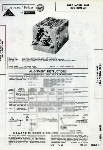 VTG Sam's Photofact/Schematic Folder Ford Model #94BT SFF31