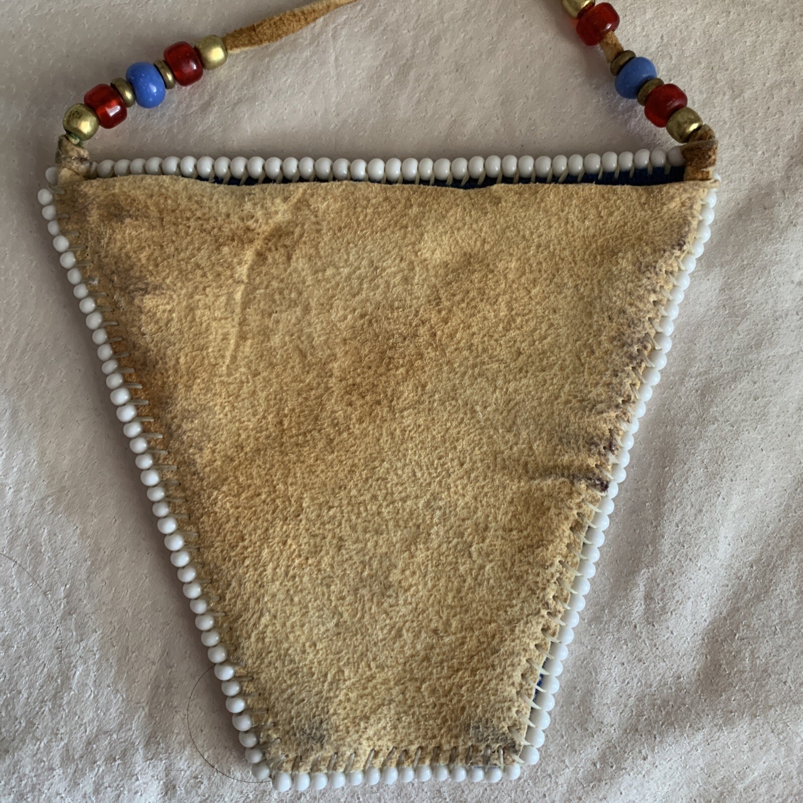 native american leather beaded statement amulet t… - image 6